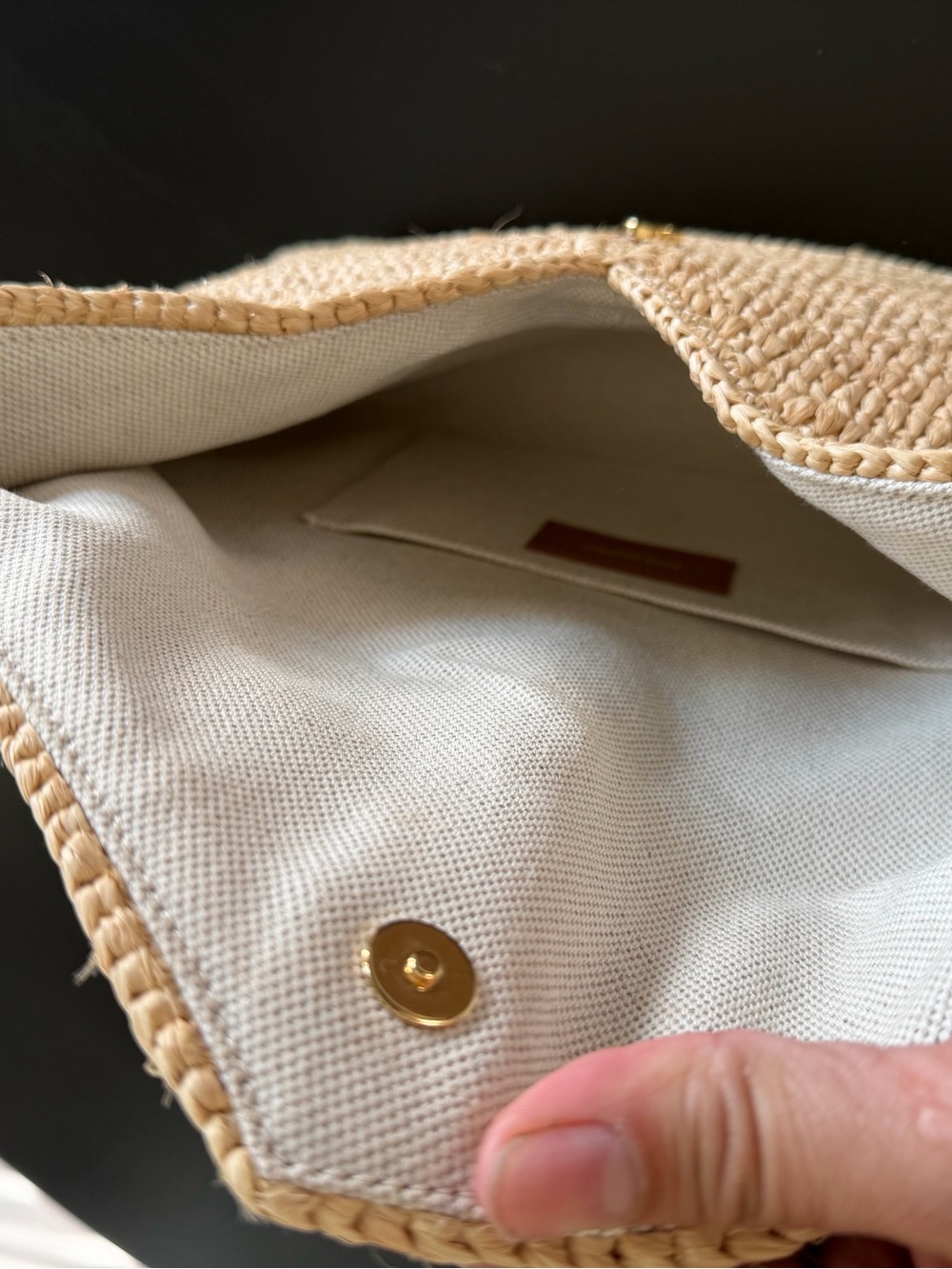 Saint Laurent Natural Raffia Envelope Clutch with Gold YSL Logo - Picture 10 of 11